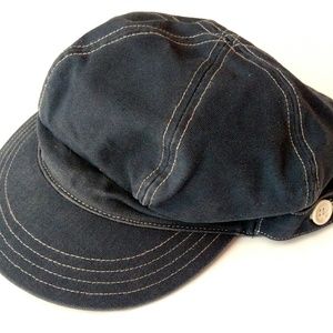 Newsboy Cabbie Hat Navy Blue Cotton Sz S/M